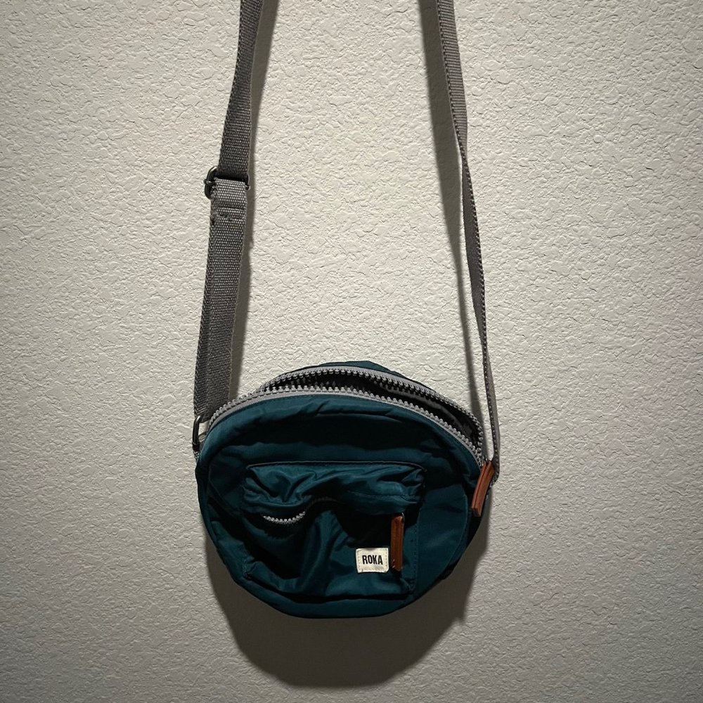 Paddington B Crossbody Sustainable Teal from Roka London